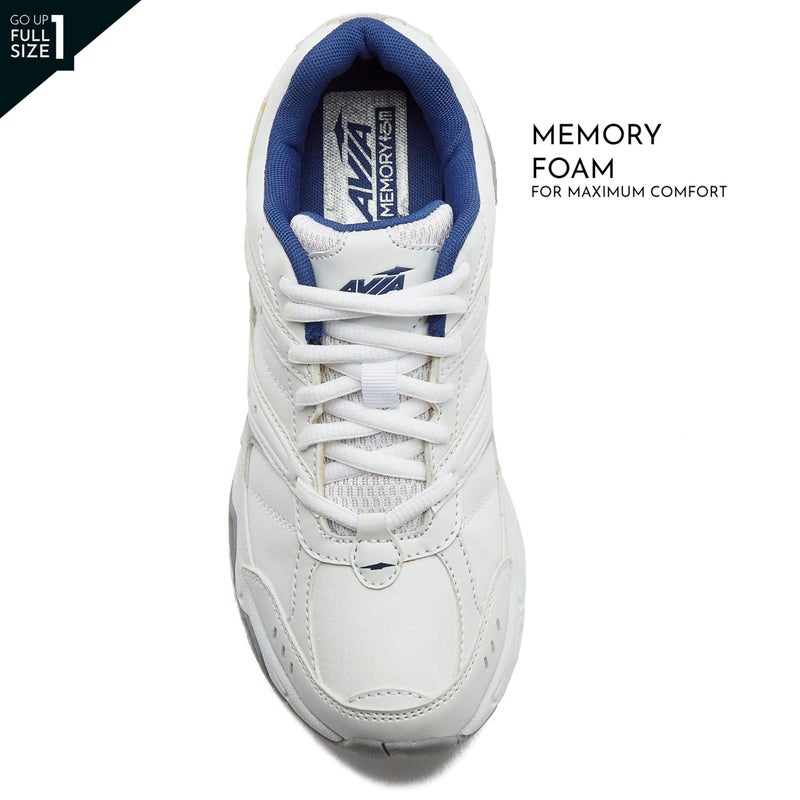 Avia Verge Womens Sneakers - Tennis, Court, Cross Training, or Pickleball Shoes for Women, 6.5 Medium, White/Blue/Silver - Image 4